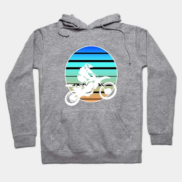 Motor X White Silhouette Dirt Bike Retro Sunset Hoodie by taiche